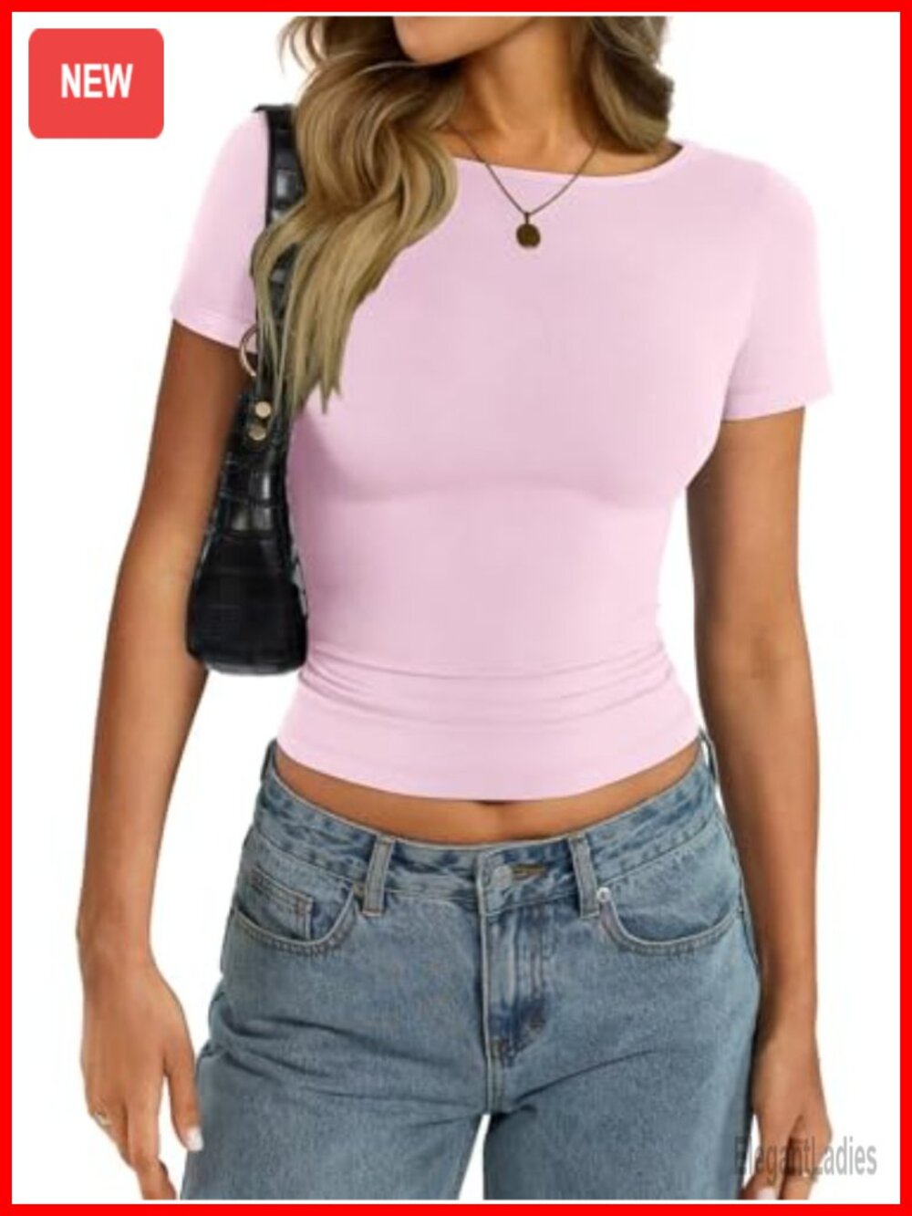 Womens Cotton Short Sleeve Boat Neck Slim Fit T-Shirt